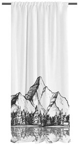 Czarno-biała zasłona z satyny bawełnianej 110x250 cm Cabin in the Mountain – Butter Kings