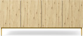 Komoda Nicole 200 cm czterodrzwiowa - biały / dąb artisan / złote nóżki