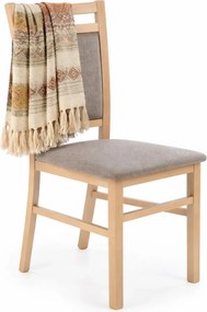 Klasyczne drewniane krzesło tapicerowane dąb sonoma G8-C36