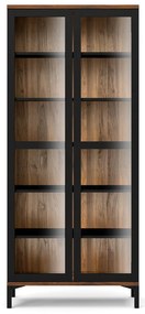 Czarno-naturalna witryna w dekorze orzecha 89x203x36 cm Roomers – Tvilum
