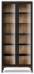 Czarno-naturalna witryna w dekorze orzecha 89x203x36 cm Roomers – Tvilum