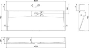 Mexen Ava umywalka nablatowa z konglomeratu 1/O 100 x 46 cm, biała - 23011001