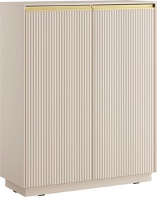 Wysoka komoda ryflowana Royal KW104, kolor beż piaskowy