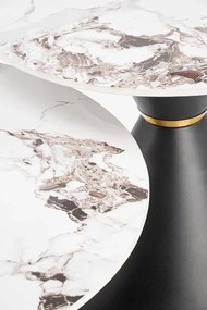 Ława kawowa w stylu glamour biały marmur + czarny - Nito 3X