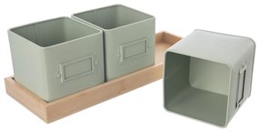 Orion Doniczki blaszane z podstawką Greenish, 37 x13,5 x 12 cm