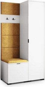 Masseno Garderoba LORI 95/181/51 cm Nowoczesna Szafa do Przedpokoju Biała, MONOLITH 48 (Żółty)