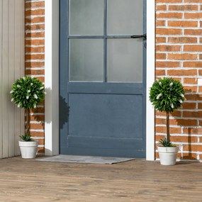 HOMCOM Zestaw 2 Sztucznych Drzewek Lawendowych, 60 cm Wysokości, Zawiera Donicę i Sztuczny Mech, Biały