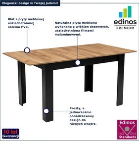 Rozkładany stół 120x80 dąb craft + czarny H1-N18