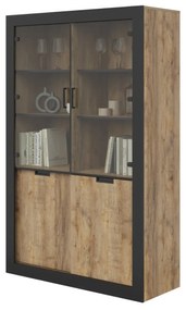 Witryna wysoka DADES 4D 120cm dąb samdal/czarny mat HELVETIA