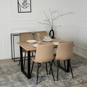 Krzesło Tapicerowane do Jadalni IBIS Beżowe Welurowe Nowoczesne Loft