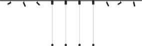 Nowoczesny system szynowy czarny z 6 reflektorami i 4 lampami wiszącymi Easylift 1-fazowy - Slimline Uzzy Tira