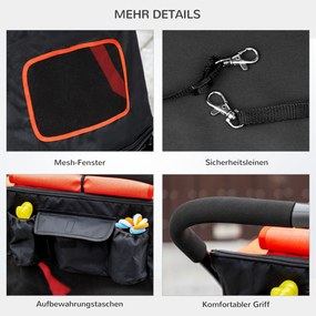 Outsunny Wózek dla Psa Podwójne Zabezpieczenie Składany Czerwony | Aosom PL