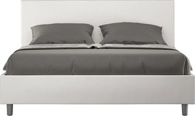 Łóżko wyposażone w stelaż z listwami tapicerowane 160x190 sztucznej skóry Biały Adele