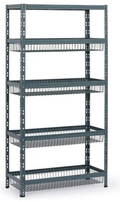 Regał półkowy z koszami, 1790 x 900 x 400 mm, nośność 175 kg, 1 półka + 4 kosze