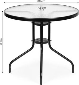 Stolik ogrodowy okrągły 80 cm z otworem na parasol Tulum 072, czarny