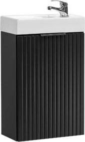 Szafka wisząca czarna ryflowane fronty z białą umywalką 40 x 22 cm ASTROS Black