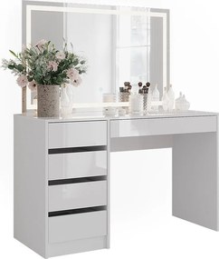 Stół toaletowy biały/biały wysoki połysk 119.8x50.1x76 sherry