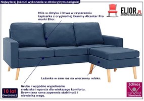 3-osobowa niebieska sofa z podnóżkiem - Muria 4Q