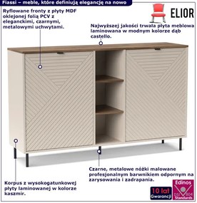 Komoda dwudrzwiowa z półkami kaszmir + dąb castello - Milox 5X