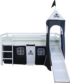 Łóżko piętrowe 90x200 cm Czarny Pirat