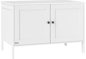 PawHut Szafka na kuwetę dla kota z drzwiami, przegrodą dla dużych kotów 80 x 51 x 54 cm, Biały