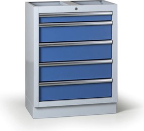 Szafka warsztatowa do blatu G2, 5 szuflad, 680 x 455 x 910 mm, niebieski