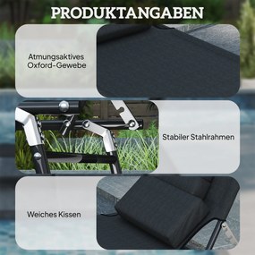 Outsunny Leżak z otworem na twarz i poduszką, składany, wodoodporny pokrowiec, metalowa rama, czarny | Aosom PL
