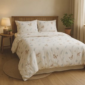 Matex Pościel muślinowa Motyle, 140 x 200 cm, 70 x 90 cm