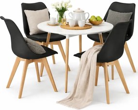 Biały stół + 4 nowoczesne czarne krzesła K6-S74