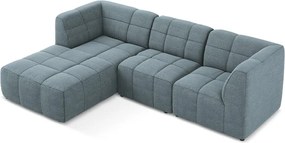 Niebieski narożnik z materiału bouclé (lewostronny/z szezlongiem) Aloha – Makamii