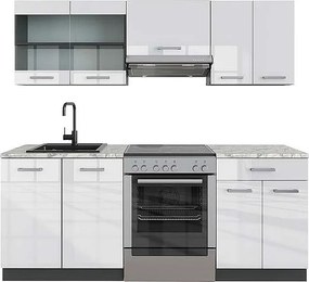 Aneks kuchenny biały wysoki połysk/antracyt 200x60x81.6 r-line