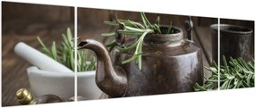 Obraz - Czajniczek z rozmarynem (170x50 cm)