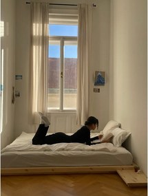 Łóżko dwuosobowe z drewna sosnowego ze stelażem 180x200 cm Dock – Karup Design