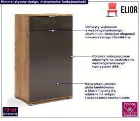 Nowoczesna szafka na buty dąb craft + lava mat - Kyle 16X