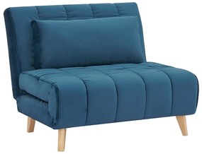 Niebieski rozkładany fotel BILLY VELVET