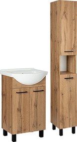 Zestaw Łazienkowy Szafka z Umywalką 50cm Słupek 30cm Dąb Wotan Lupo Wotan