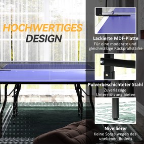 SPORTNOW Składany stół do tenisa stołowego średniej wielkości, w zestawie siatka, 3 piłeczki, blat 12 mm | Aosom PL