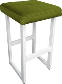 Hoker ALEX krzesło barowe tkanina Welur podstawa metalowa : Kolor Stelaża - Biały, Kolor tkaniny - VELVET - BL75, Wysokość - 75 cm