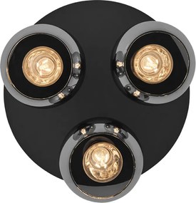 Inteligentna lampa sufitowa czarna z przydymionym szkłem 3-źródła światła z WiFi A60 - Vidro