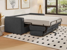 Kanapa 3-osobowa rozkładana typu express ze sztruksu antracytowa – Miejsce do spania 140 cm – Materac 22 cm z pamięcią kształtu – LORETO