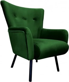 Fotel TULIP tkanina Welur noga metalowa Uszak luksusowy komfort salonu : Kolor nogi - Czarna, Kolor tkaniny - VELVET - MG25