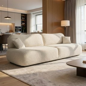 Sofa AVERIO Rozkładana Dwuosobowa Kremowa Boucle Nowoczesna