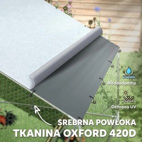 Wybieg dla kur PawHut z UV-odporną Plandeką, Siatką Stalową, Automatem do Karmienia, dla 18-24 Kur