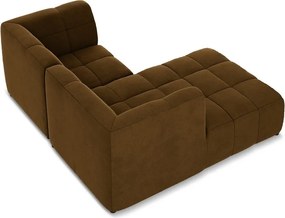 Musztardowy aksamitny narożnik (lewostronny/z szezlongiem) Aloha – Makamii