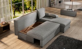 Szara rozkładana narożna sofa GINO, dwustronna