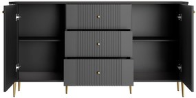 Komoda z szufladami Vesper 160 cm - czarny / złote nogi