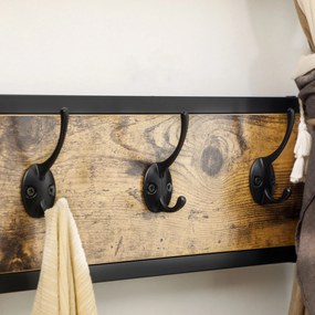 HOMCOM Wieszak na ubrania z półką na buty i hakami Stalowy design Rustykalny brąz Praktyczny i stylowy | Aosom PL