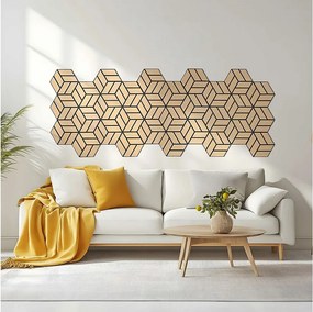 Panele akustyczne 30x26 cm Dąb Sześciokąt Plaster Miodu Zestaw 4-częściowy 3D