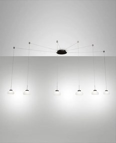 Lampa wisząca LED Arabella z metalu i białego szkła dmuchanego 3547-46-102 Fabas Luce