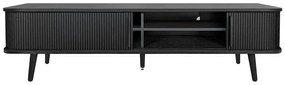 Czarna szafka pod TV w dekorze dębu 178x50x40 cm Rove – Woodman